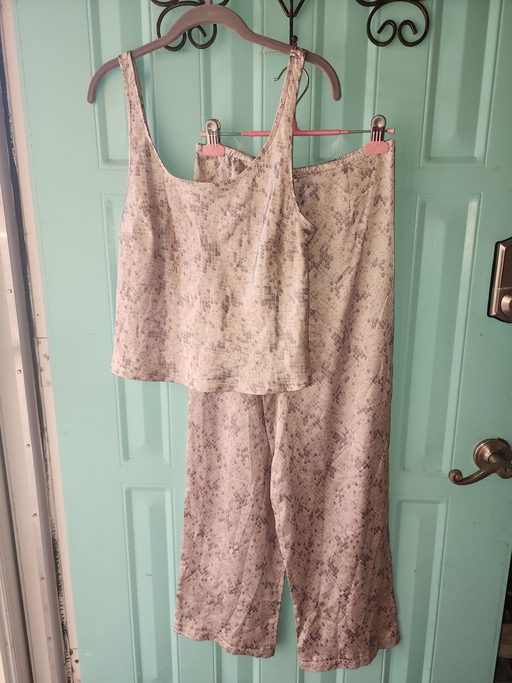 Victoria's Secret Beige Snake-Print Wide-Leg Pants & Cami Set
